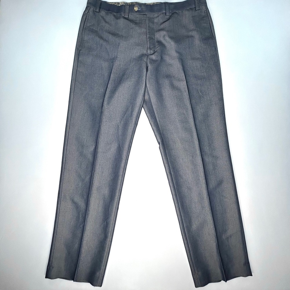 Lauren Ralph Lauren Mens Dress Pants 38x32 Blue Gray Flat Front Trousers
